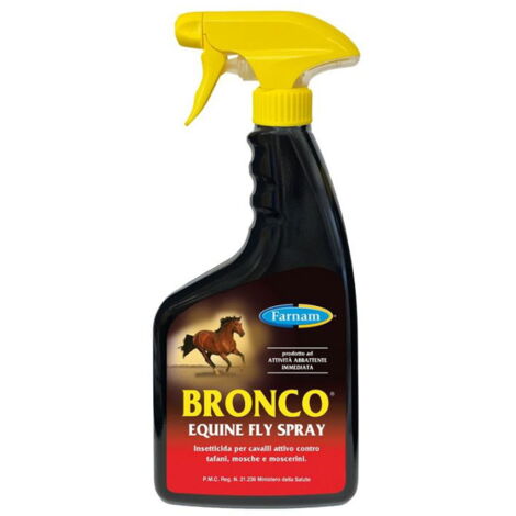 BRONCO Farnam insetticida per cavalli attività abbattente rapida contro tafani mosche e moscerini 600 ml