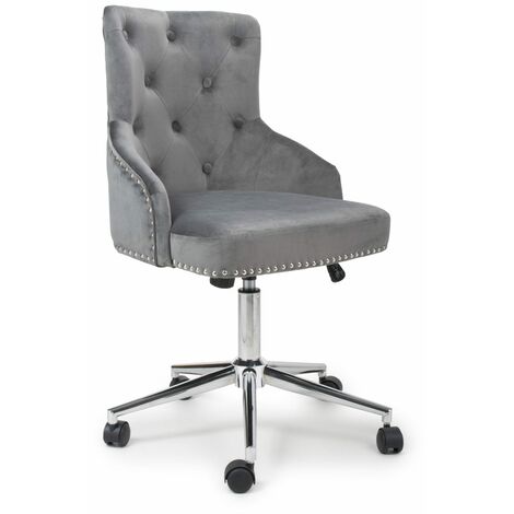 Bronco Velvet Grey Office Chair - Grey
