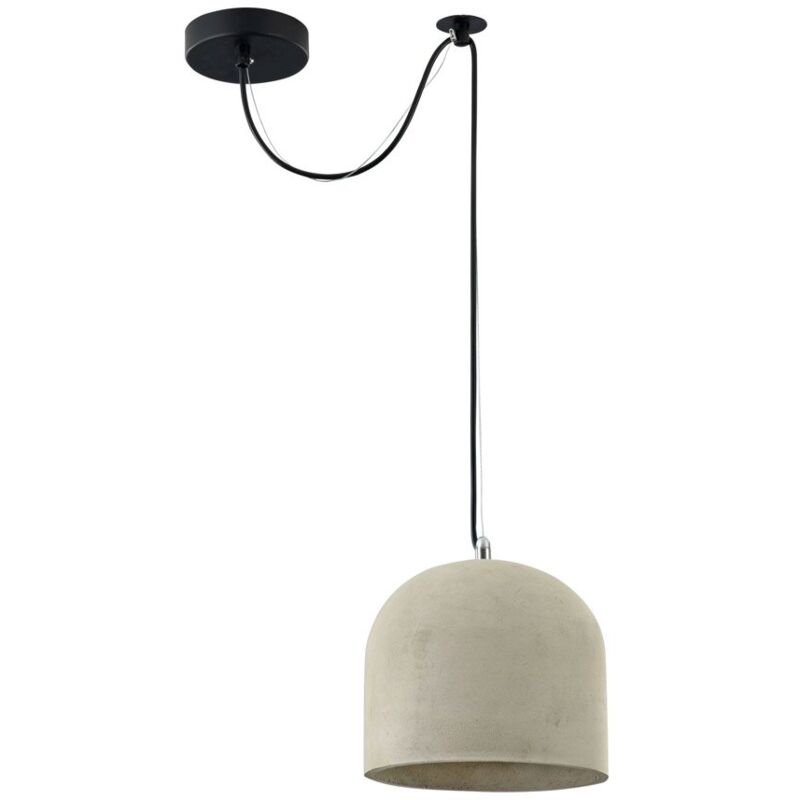Lampadario Industrial Broni Metallo Nero 1 Luce Diffusore Calcestruzzo Grigio