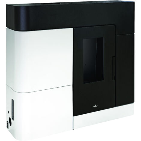 BRONPI - Caldera de Pellet Extraplana Negro Y Blanco Modelo CLARA-HIDRO de 18 kW