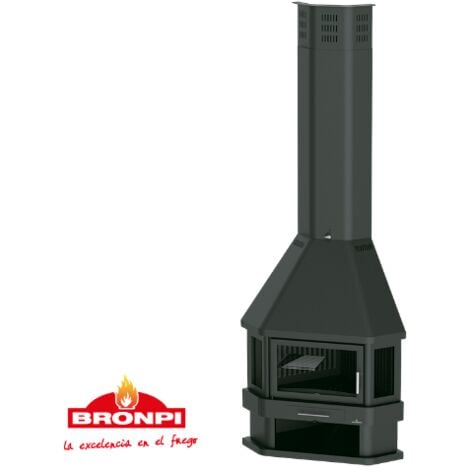 BRONPI - Chimenea de Leña Metálica de Brincón Modelo LORCA-R de 14 kW