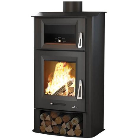 Bronpi – Poêle à bois avec four 560x387h1050 TUDELA 13 kW – Rendement 82 % – Système triple combustion – Sortie fumée 150 mm