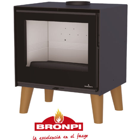 BRONPI - Estufa de leña Modelo Aurus con interior Firetek de 9,5 kW
