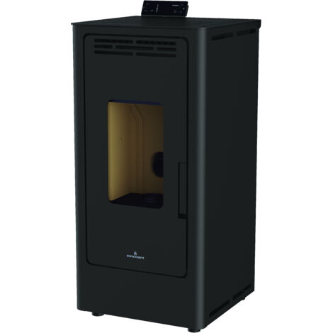 BRONPI - Estufa de Pellet Color Negro Modelo KIRA-NE de 9 kW