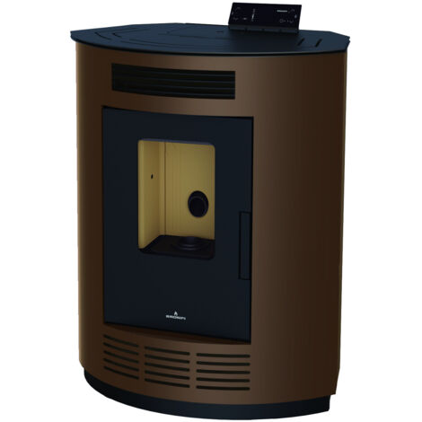 BRONPI - Estufa de Pellet de Rincón Color Moka Modelo NINA-MO de 9 kW