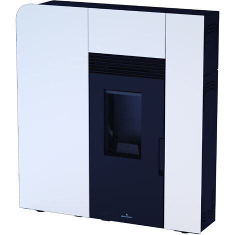 BRONPI - Estufa de Pellet Extraplana Blanco Modelo CLEO-BL de 10 kW