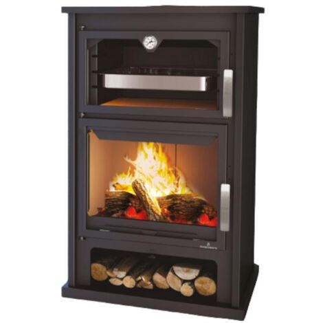 Bronpi – Poêle à bois 14 kW SUIZA – Raccordable avec four – Acier et fonte – Volume de chauffe jusqu'à 350 m³ – Rendement 85% – Système verre propre