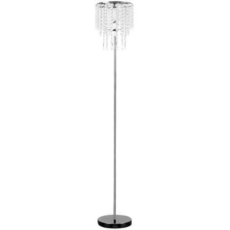 Bronte Modern Decorative Polished Chrome and Clear Acrylic Droplet Floor Lamp