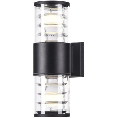 Bronx Wandleuchte Schwarz, 2 Licht IP54, E27