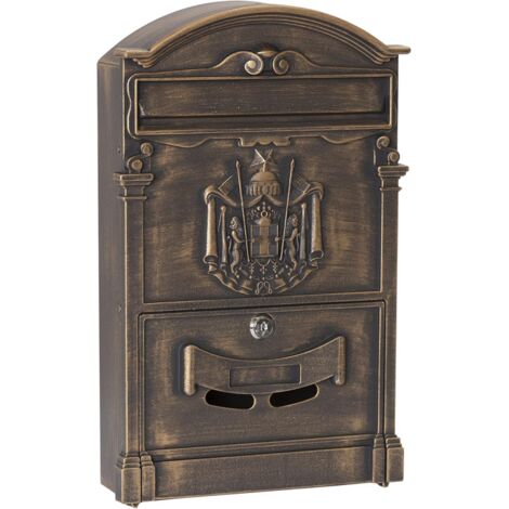Bronze Boîte aux Lettres individuelle en Aluminium, Style Classique, Taille M (Courrier Format A4, Magazine), Boîte aux Lettres Murale décorative, Facile à Installer