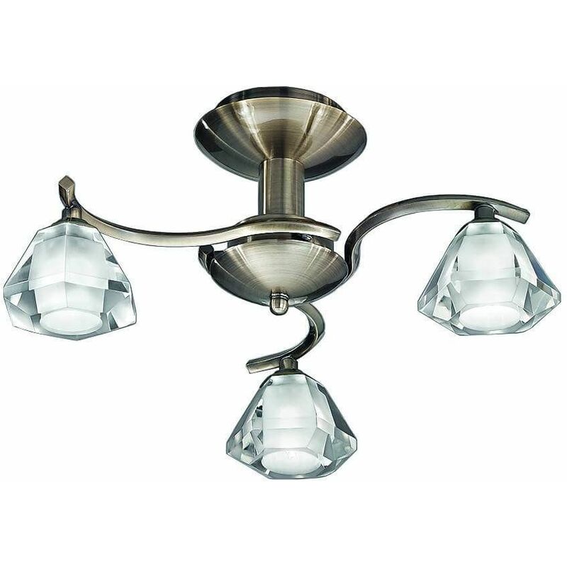 Bronze ceiling light in Twista crystal 3 Bulbs