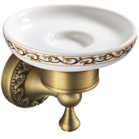 Bronze-colored soap dish with wall mounting, high-quality antique-style brass shower soap holder with timeless design, ideal for bathroom and toilet.