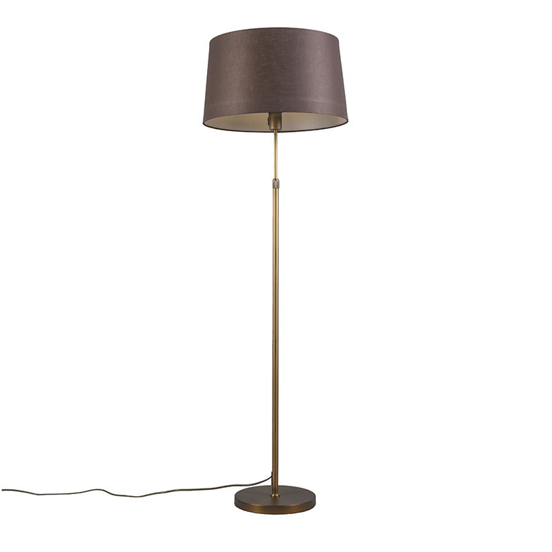 Floor Lamp Bronze with 45cm Brown Linen Shade - Parte
