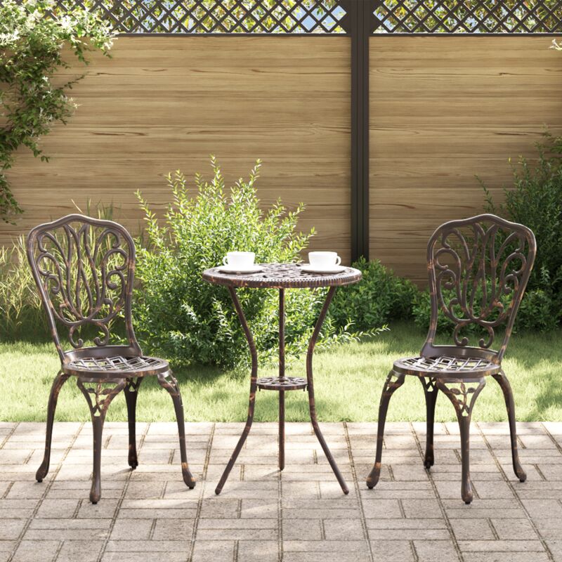 Garten Bistro Set 3 Pcs Bronzefarben Aluminium Vidaxl