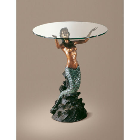 BRONZE Tavolino in bronzo senza cristallo statua sirena