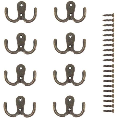 (Bronze)8 Pièces Crochet a Vis Double Métal Crochets et Patères Rangement pour la Maison étagères Tiroirs Casiers Bain