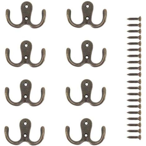 (Bronze)8 Pièces Crochet a Vis Double Métal Crochets et Patères Rangement pour la Maison étagères Tiroirs Casiers Bain