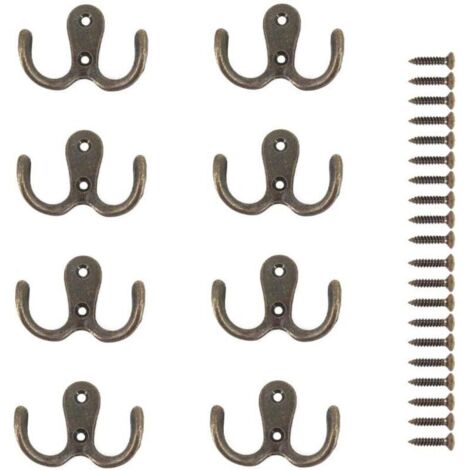 (Bronze)8 Pièces Crochet a Vis Double Métal Crochets et Patères Rangement pour la Maison étagères Tiroirs Casiers Bain