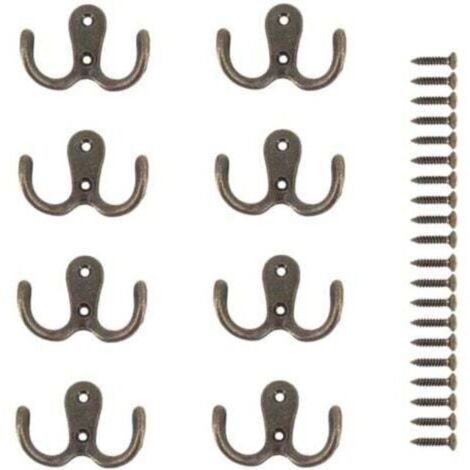 (Bronze)8 Pièces Crochet a Vis Double Métal Crochets et Patères Rangement pour la Maison étagères Tiroirs Casiers Bain