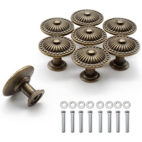 (Bronze)Boutons et poignées de meubles - Modèle Antik - Lot de 8 - Alliage de zinc - Couleur bronze