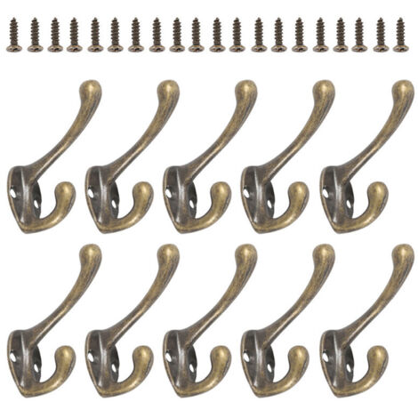 BronzeCraft Lot de 10 crochets muraux robustes style vintage avec 20 vis