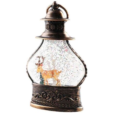 (Bronze)Lanterne à neige Boule à neige cylindrique - Paillettes dorées - Décoration de Noël - 15x9 cm