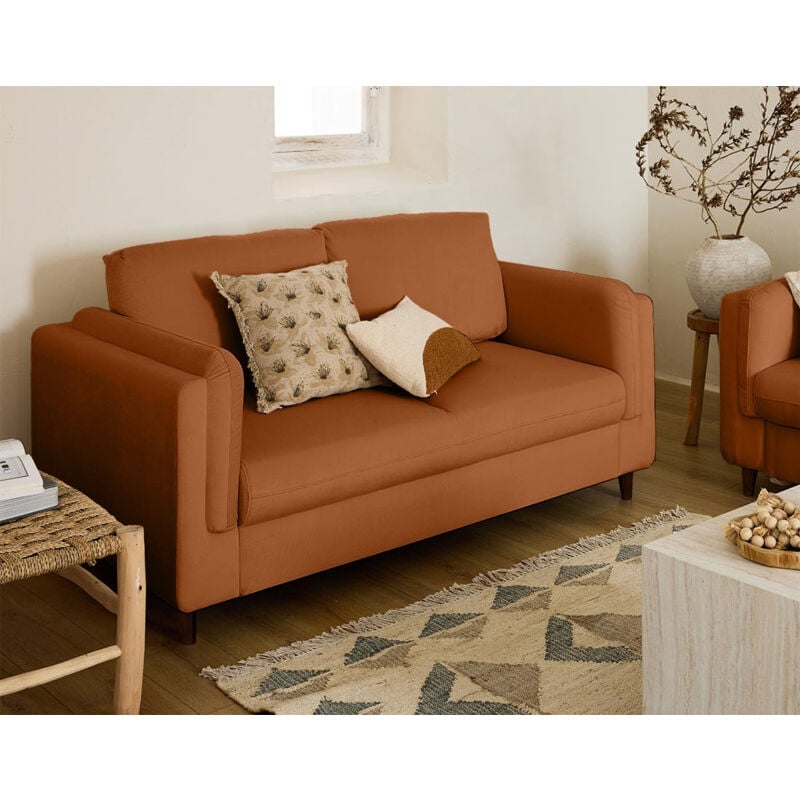 Lisa Design - Brooke - canapé 2 places en velours pieds en bois