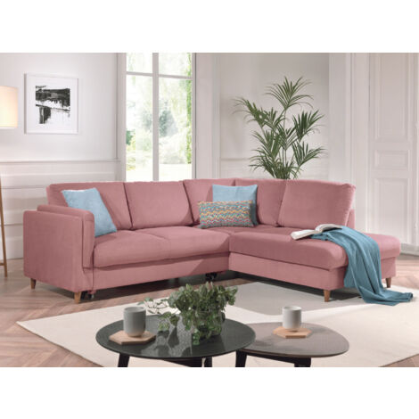 Brooke – ecksofa rechts – mit schlaffunktion – 5-sitzer – aus samt - rosa