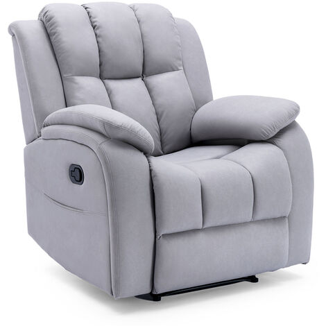 BROOKLINE FABRIC RECLINER GAMING CINEMA LOUNGE SOFA CHAIR GREY