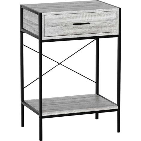 Brooklyn 1 Drawer Console Table Hallway Living Room Shelf Display Iron Legs, Grey