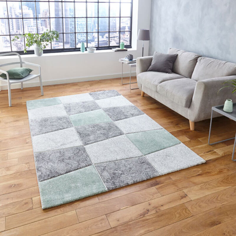 Brooklyn 22192 Grey Green 120cm x 170cm Rectangle - Green and Grey