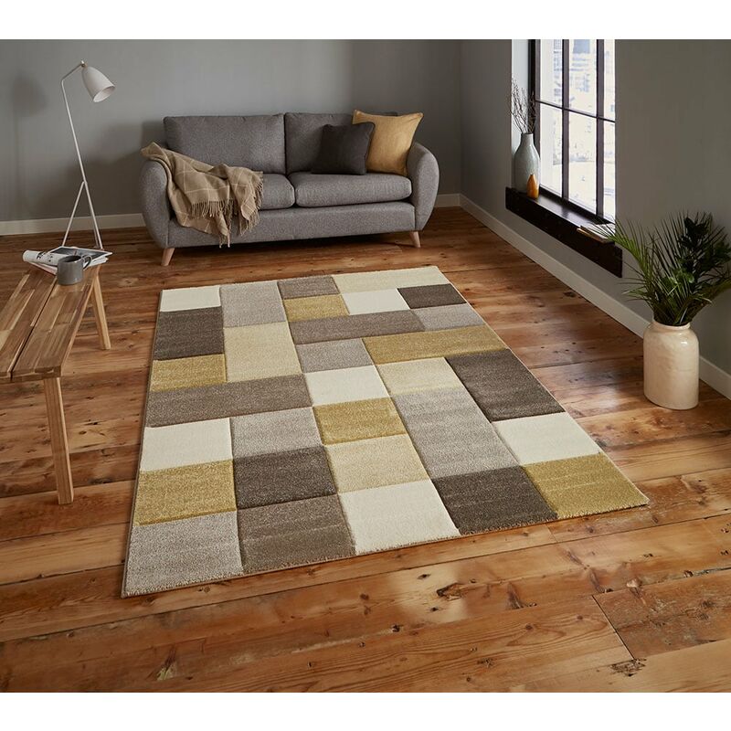 Think Rugs - Brooklyn 646 Beige Yellow 200cm x 290cm - Yellow and Beige