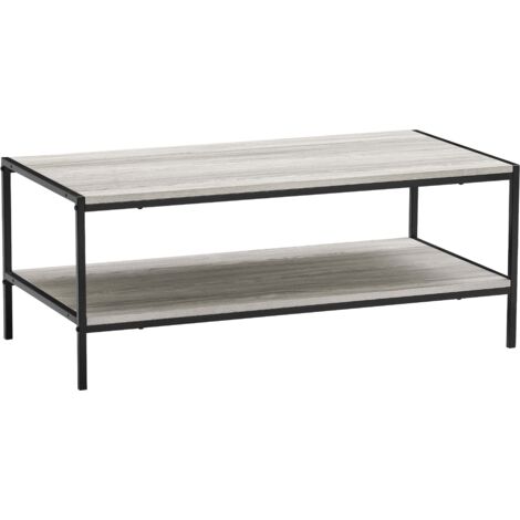 Brooklyn Coffee Table Sofa Side End Shelf Display Unit Living Room Furniture, Grey
