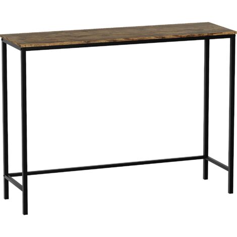 Brooklyn Industrial Console Table Wooden Hallway Living Room Shelf Display, Dark-Wood