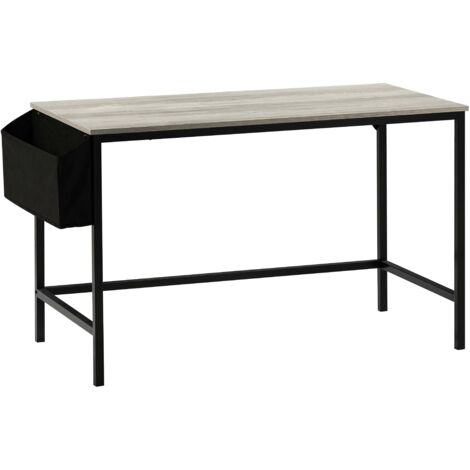 Brooklyn Large Computer Desk PC Laptop Table With Storage Basket Storage Home Office Study, Grey