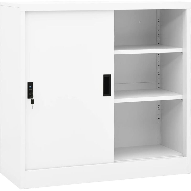 Büroschrank Mit Schiebetür Weiß 90x40x90 Cm Stahl - Vidaxl
