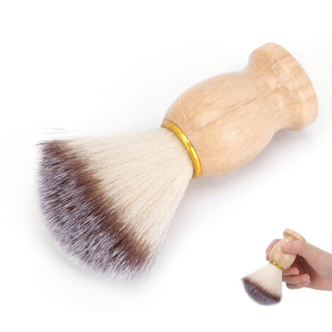 Brosse à barbe en bois pour homme avec poils synthétiques doux, soin du visage et rasage