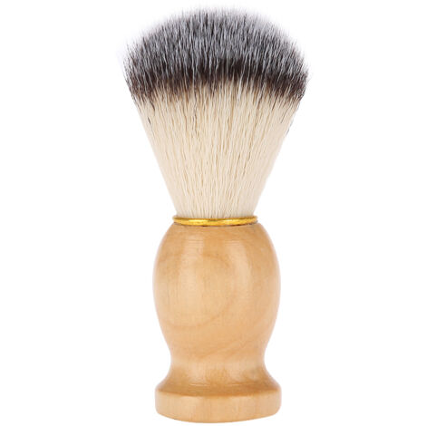 Brosse à Barbe Portable en Poils Synthétiques Doux avec Manche en Bois pour Salon de Coiffure