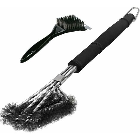 Brosse à Barbecue Acier Inoxydable ,18" Long Manche 3-en-1 Brosse pour Grill - Pinceaux Brosse de Nettoyage pour Grille de Barbecue - Brosse Avec Scraper Meilleur Outils de Nettoyage