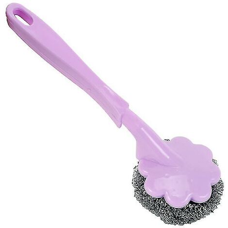 Brosse à billes en fil d'acier en forme de fleur à long manche Pan Pot Kitchen Shibaod