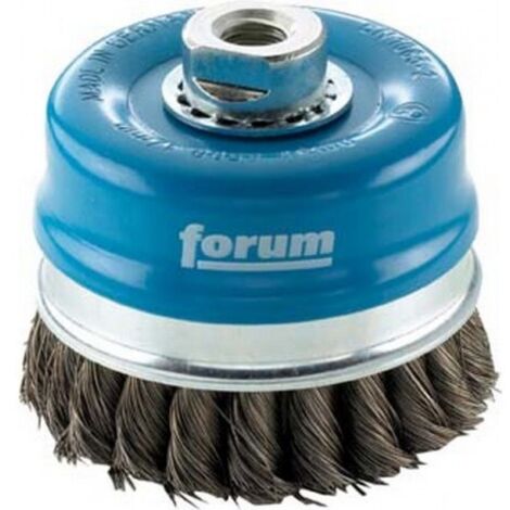 Brosse à boisseau avec bague d'appui, fil d'acier trempé, torsadé, Ø de la brosse : 100 mm, Epaisseur du fil 0,80 mm, Vitesse maxi. 8500 tr/mn