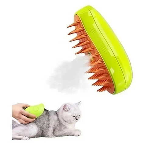 Brosse à Chat à Vapeur - Nettoyage Automatique, Brosse 3-en-1 pour Chats, Vert, Taille Unique