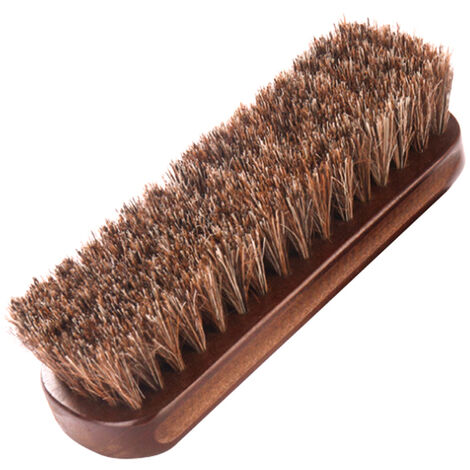 Brosse à chaussures en crin de cheval 7.1 pouces, poils 100% authentiques et doux, poignée en hêtre, pour chaussures, bottes et autres soins du cuir,A