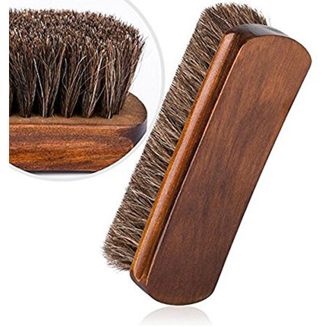 Brosse à chaussures en crin de cheval, brosse à brillance, outil de grattage avec poils de cheval pour bottes et autres brosses d&39entretien du cuir, 1 pièce
