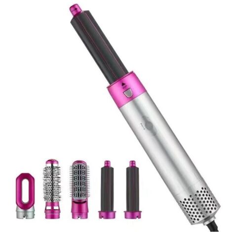Brosse à cheveux 5 en 1 Brosse à cheveux professionnelle Pince à cheveux Sèche-cheveux Rotatif Air chaud Curling Peigne à air Sèche-cheveux Brosse chauffante Violet