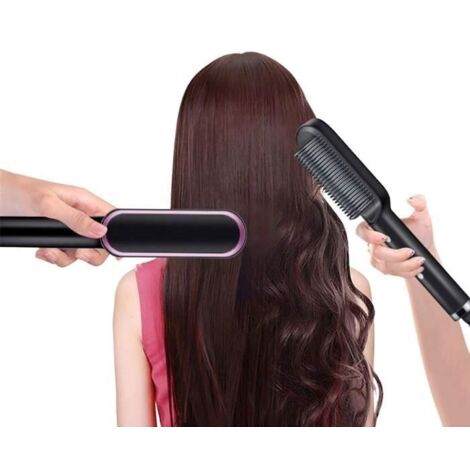 Brosse à Cheveux à Air Chaud, Peigne à Lisser, Sèche-Cheveux, Lisseur Cheveux Avec Peigne Intégré
