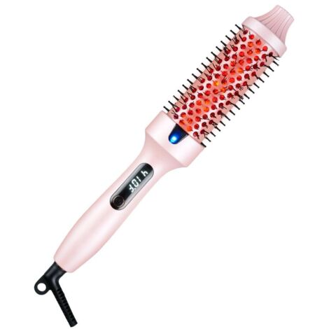 Brosse à cheveux chauffante -Fer à friser infrarouge - 30Chauffage rapide en quelques secondes - LCDAffichage de la température