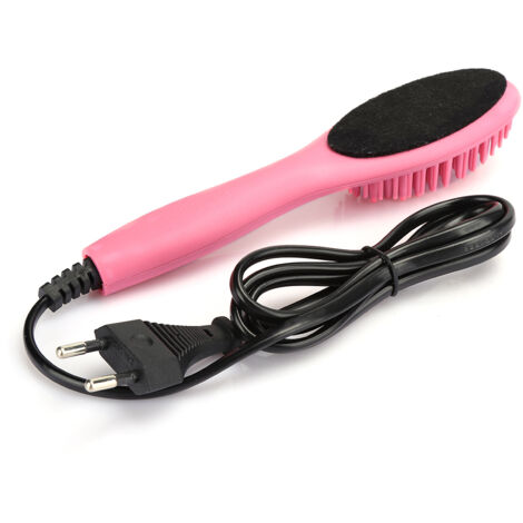 Brosse à cheveux électrique chauffante rapide, lisseur peigne rose, prise UE 220V