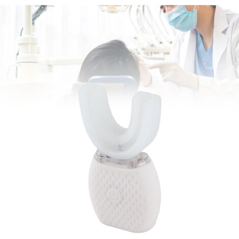 Brosse à Dent Électrique Silicone U-Shaped Automatique pour Usage Domestique Blanc - 4 Modes, Charge Rapide, IPX7