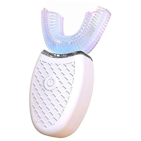 Brosse à dents électrique automatique intelligente à 360° en forme de U pour adultes, multi-modes, rechargeable par USB, blanche